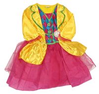 Kockovaným - Žlto-ružové saténové šaty s tylovou sukní Disney