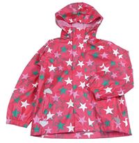 Ružová nepromokavá jesenná bunda s hviezdami a kapucňou