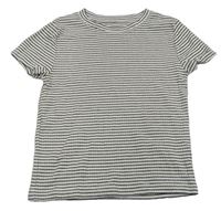 Bielo-čierne pruhované rebrované crop tričko Primark