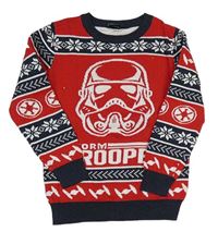 Červeno-bílo-tmavomodrý vzorovaný svetr  - Star wars