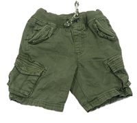 Khaki plátěné kraťasy s kapsami a úpletovým pasem Mothercare