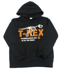 Černá mikina s kostrou a dinosaura a kapucí H&M