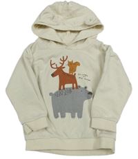 Světlebéžová mikina se zvířaty a kapucí Matalan