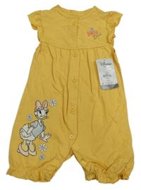 Nové - Žltý kraťasový bavlnený overal s Daisy Disney