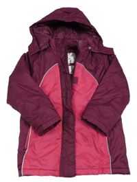 Vínovo-fuchsiová šusťáková zimní bunda s kapucí bpc