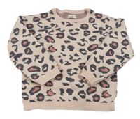 Svetloružový sveter s leopardím vzorom F&F