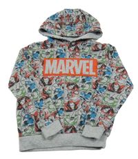 Šedo-barevná vzorovaná mikina s kapucí - Avengers Marvel