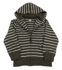 Kávovo-bílá pruhovaná propínací mikina s kapucí H&M