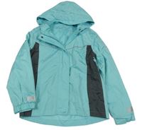 Světlemodro-antracitová šušťáková jarná funkčná bunda s kapucňou Crane