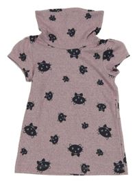 Lila melírované pletené šaty s mačkami