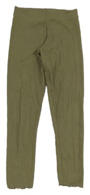 Khaki rebrované legíny Primark
