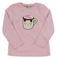 Světlerůžová fleecová pyžamová mikina s hrnkem Primark