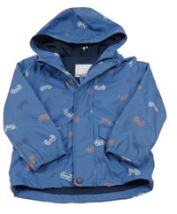 Modrá nepromokavá jarná bunda s minivany a kapucňou Topolino