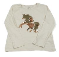 Smotanové tričko s překlápěcími flitre C&A