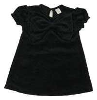 Čierne plyšové šaty s mašlou H&M