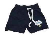 Tmavomodré bavlnené kraťasy s nápisom