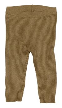 Hnedé rebrované pletené tepláky F&F