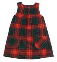 Červeno-tmavozeleno-čierne kockované vlnené šaty Nutmeg