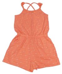 Neónově korálový vzorovaný kraťasový overal s mušlemi Yigga