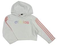 Biela crop mikina s logom a kapucňou Adidas