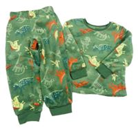 Zelené plyšové pyžamo s dinosaury