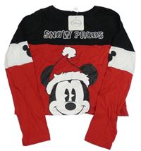 Červeno-čierno-biele crop tričko s Mickeym Disney