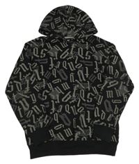 Čierno-sivá mikina s nápismi a kapucňou zn. Terranova