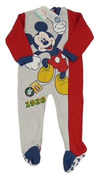 Nové - Červeno-šedý teplákový overal s Mickeym Disney