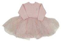 Světlerůžové svetrovo/tylové šaty s hvězdičkami Next