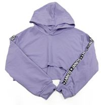 Levndulová crop mikina s kapucňou