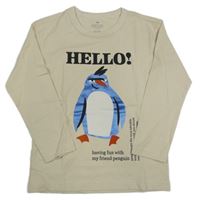 Béžové triko s tučňákem H&M