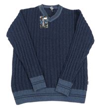 Nové - Tmavomodro-modrý vzorovaný vlněný svetr Zara