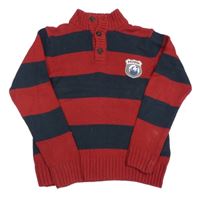 Červeno-tmavomodrý pruhovaný sveter s vlkem Pepperts