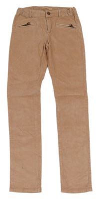 Světlerůžové sametové manšestrové kalhoty Zara