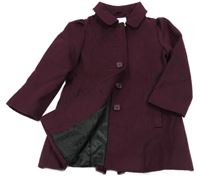Vínový flaušový podšitý kabát Next