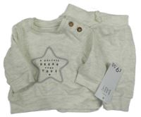 Nové - 2set - Šedý svetr s nápisem + pletené kalhoty George