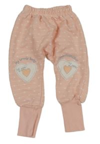 Lososové tepláky so srdiečkami a bodkami