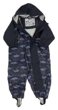 Tmavomodrá nepromokavá kombinéza s lodičkami a kapucí Lupilu