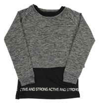 Sivé melírované športové crop tričko so všitým topem