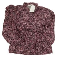 Nové - Čierna blúzka s kvietkami H&M
