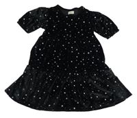 Čierne zamatové šaty s hviezdičkami F&F