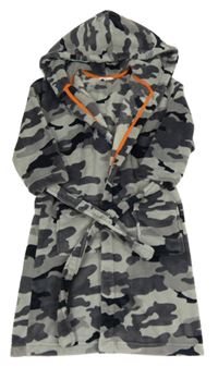 Sivý army chlpatý župan s opaskom a kapucňou M&S