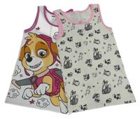 2x - Smetanová košilka se zvířátky + bílá košilka se Skye