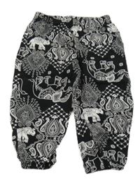 Čierne turecké nohavice so slonmi Shein