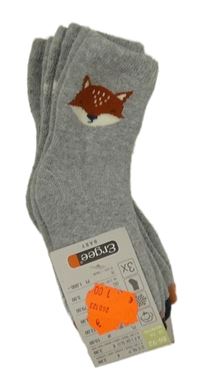 Nové - 3x - Šedo-rezavé ponožky se zvířátky Ergee vel. 19-22