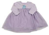 Nové - Levandulové bavlněno/tylové šaty se Stitchem Disney