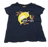 Tmavomodré tričko s rybičkami Lupilu