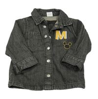 Tmavomodrá rifľová košeľová bunda s Mickeym Disney