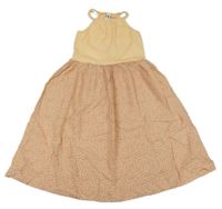 Oranžovo-ružové vzorované midi šaty Yigga