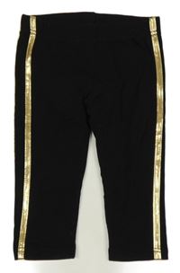 Čierne capri legíny so zlatými prúžkami Woorage